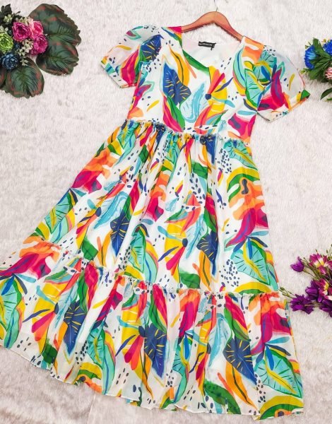 Pretty Multi Fox Georgette Floral Print Summer Look Georgette Kurti 