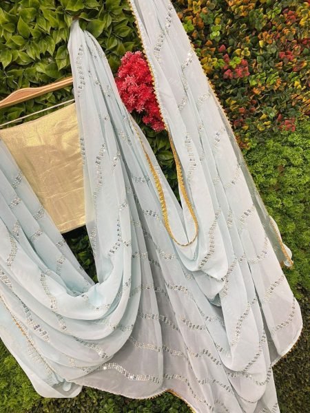 Pretty Sequence Work Georgette Saree  Georgette Sarees Wholesale