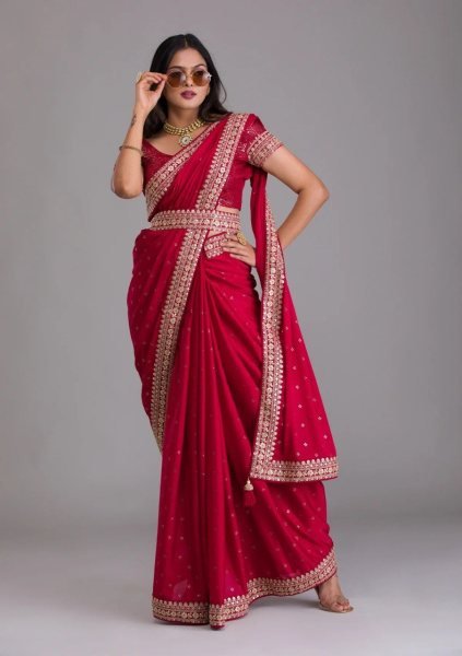Primium Foil Printed Sequence Chinon Saree  Designer Wedding Sarees Wholesale