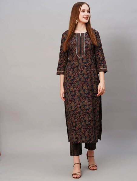 Printed Cotton Kurti And Pant  Kurti With Bottom Wholesale