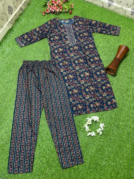 Printed Cotton Kurti And Pant  Kurti With Bottom Wholesale