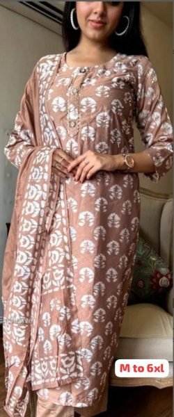 Printed Cotton Straight Kurta With Pant   Dupatta 3 Piece Kurti Set