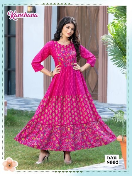 Printed Rayon Anarkali Kurti  Printed Kurtis