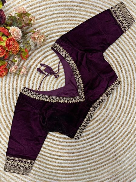Pure 9000 Velvet Blouse with Simple Sobar Bridal Work   Blouse Collection