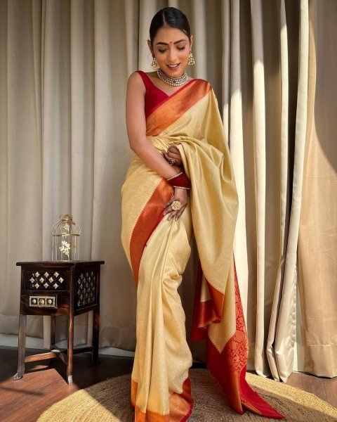 Pure Banarasi Copper Zari Weaving Soft Silk Saree Banarasi Saree Wholesale