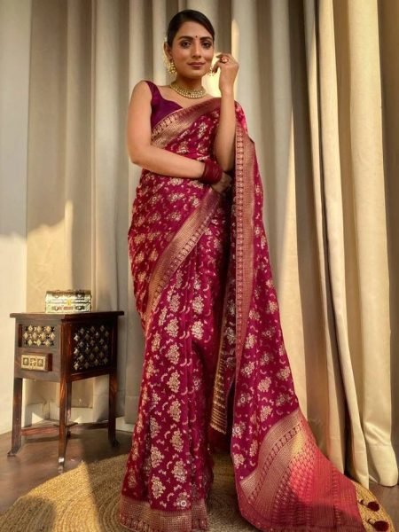 Pure Banarasi Copper Zari Weaving Soft Silk Saree Banarasi Saree Wholesale