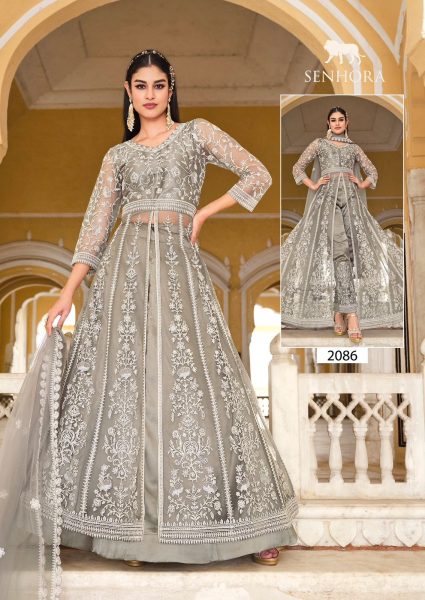  Pure Butterfly Net With Heavy Coding & Stone Work Long Anarkali  Wedding Bridal Dress Wholesale