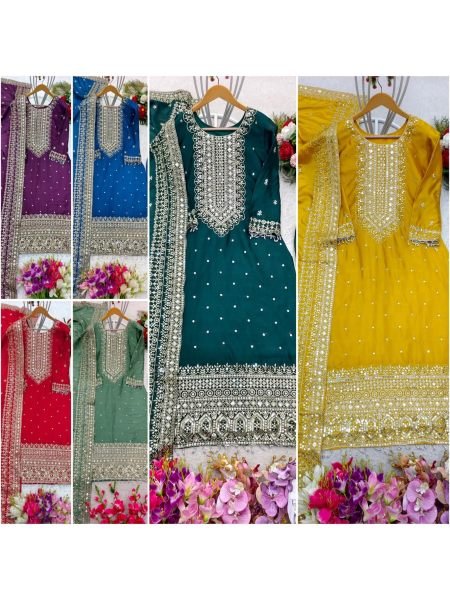 Pure Chinon Silk With Sequence Work Party Wear Suit Set With Dupatta Collection Ready To Wear Collection