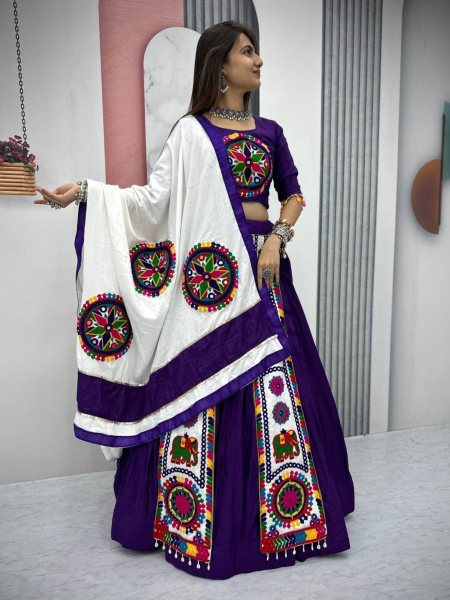 Pure Cotton Heavy Gamthi Work Navratri Lehenga Choli  Lehenga