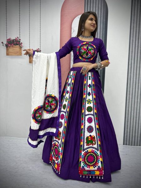 Pure Cotton Heavy Gamthi Work Navratri Lehenga Choli Navratri Lehnega Choli