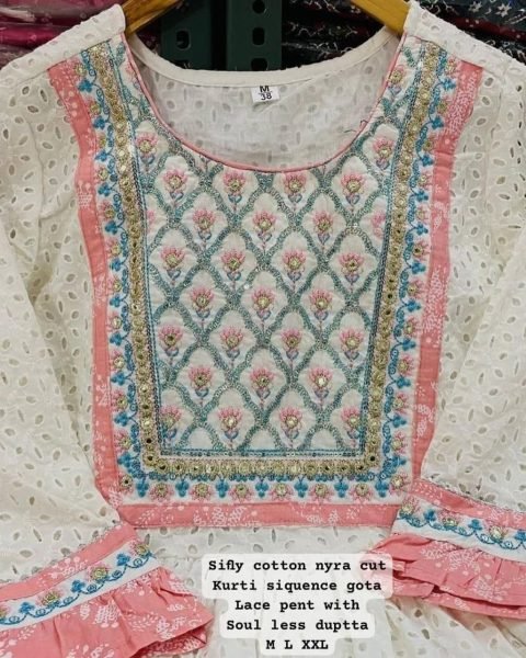 Pure Cotton Indian Festive Kurti with Dupatta Set for Women  3 Piece Kurti Set