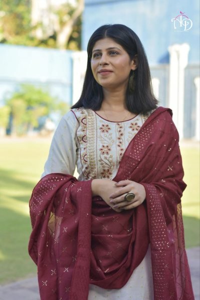 Pure Cotton Round Flared Kurti Pant   Dupatta 3 Piece Kurti Set
