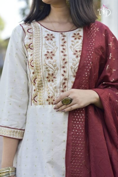 Pure Cotton Round Flared Kurti Pant   Dupatta 3 Piece Kurti Set