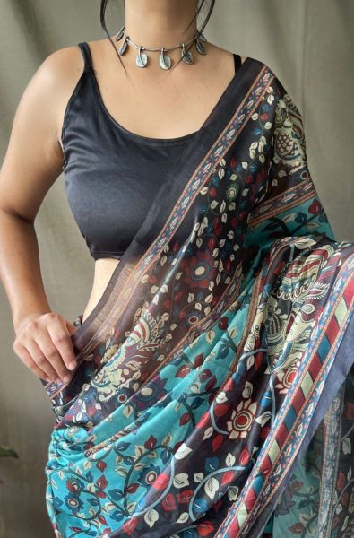 Pure Cotton Saree With Kalamkari Prints Cotton Sarees Wholesale