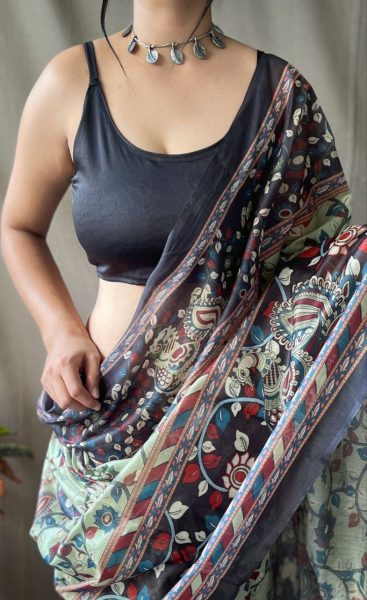 Pure Cotton Saree With Kalamkari Prints Cotton Sarees Wholesale