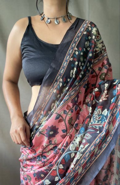 Pure Cotton Saree With Kalamkari Prints Cotton Sarees Wholesale