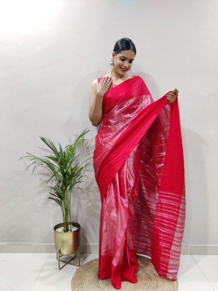 Pure Cotton Silk Ready Towear Saree  Ready To Wear Saree 