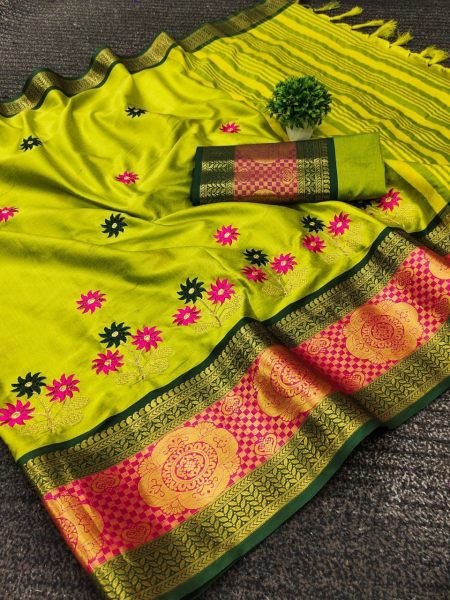 Pure Cotton Silk Saree With Embroidery Work  Silk Sarees Wholesale