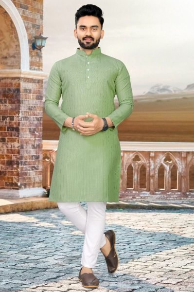 Pure Cotton Slub Strip Fancy Fabric With Silver Weaving lining Mens Kurta Payjma Kurta Pajama Wholesale