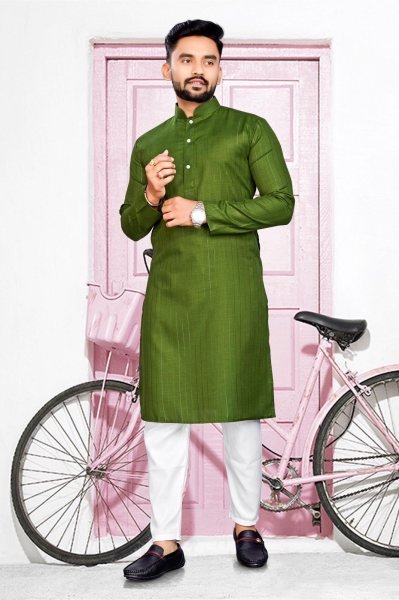 Pure Cotton Slub Strip Fancy Fabric With Silver Weaving lining Mens Kurta Payjma Kurta Pajama Wholesale
