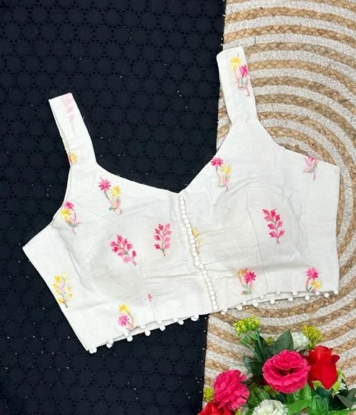 Pure Cotton Thread Sequence Embroidery Work Blouse Collection  Blouse Collection