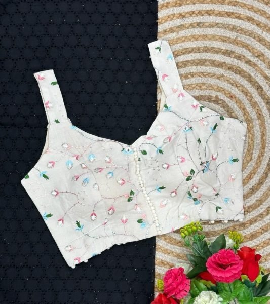 Pure Cotton Thread Sequence Embroidery Work Blouse Collection  Blouse Collection