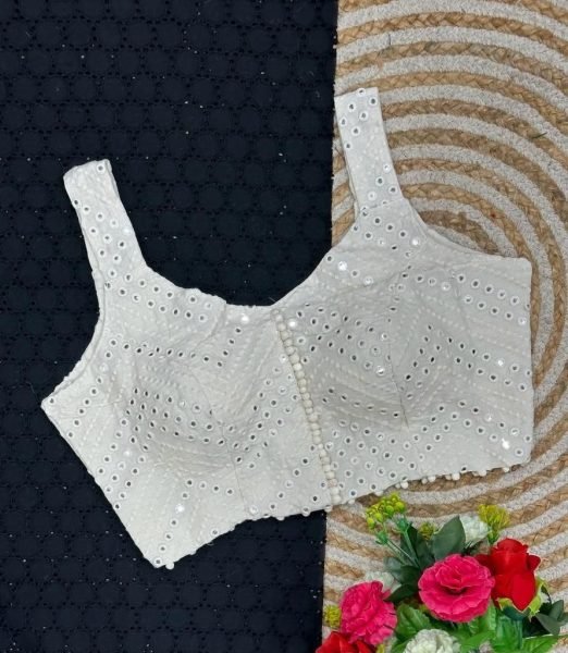 Pure Cotton Thread Sequence Embroidery Work Blouse Collection  Blouse Collection