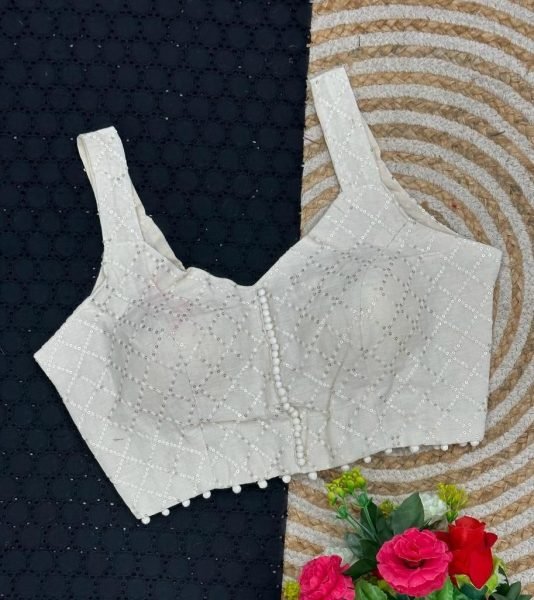 Pure Cotton Thread Sequence Embroidery Work Blouse Collection  Blouse Collection