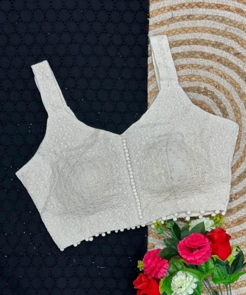 Pure Cotton Thread Sequence Embroidery Work Blouse Collection  Blouse Collection