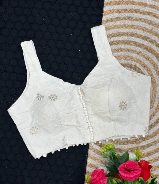 Pure Cotton Thread Sequence Embroidery Work Blouse Collection  Blouse Collection
