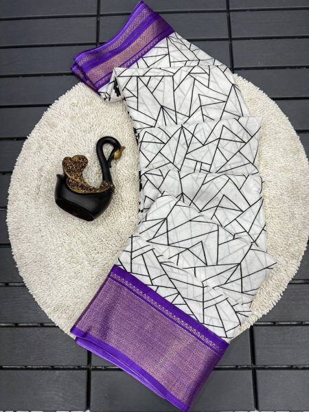 Pure Dola Silk Saree at Manufacturer Rates – Elegant White & Black Design Silk Sarees Wholesale