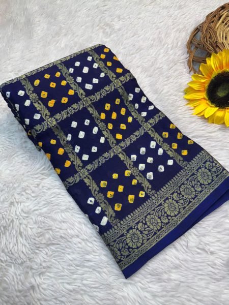 Pure Gaji Silk Ek Dani Bandhej Saree with Lagdi Patta Bridal Bandhani Elegance Banarasi Saree Wholesale