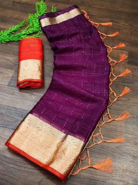 Pure Jaqucard Weveing Orgenza Silk All Over Saree With Sequnce Work  Silk Sarees Wholesale