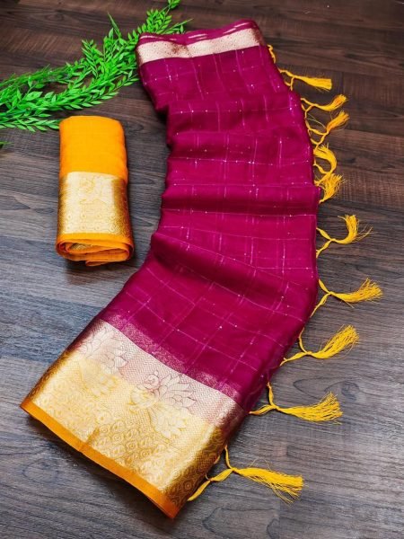 Pure Jaqucard Weveing Orgenza Silk All Over Saree With Sequnce Work  Silk Sarees Wholesale
