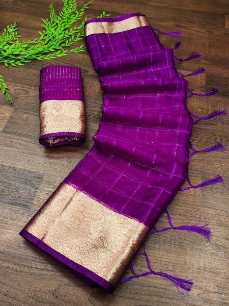 Pure Jaqucard Weveing Orgenza Silk All Over Saree With Sequnce Work  Silk Sarees Wholesale