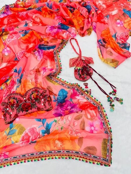 Pure Jimmy Organza Digital Printed saree  Bollywood Fancy Sarees Wholesale