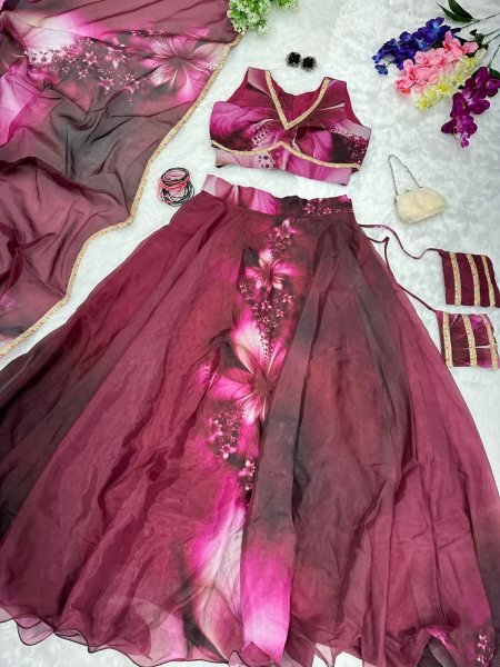 pure Jimmy organza silk blouse fully stitched Lehnega Collection  Designer Lehenga Choli
