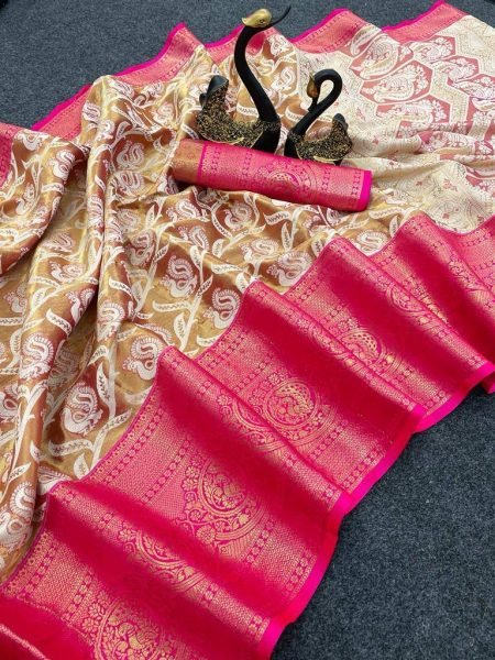 Pure Kanjivaram Silk Saree With Weaving Border Silk Sarees Wholesale