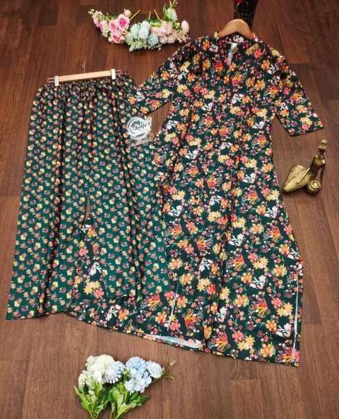  Pure Maslin Cotton Floral Printed Kurta Set  Kurti With Bottom Wholesale