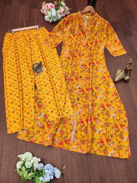  Pure Maslin Cotton Floral Printed Kurta Set  Kurti With Bottom Wholesale