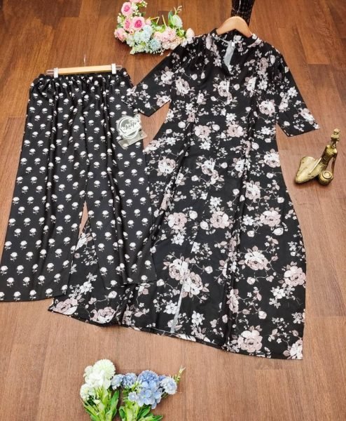  Pure Maslin Cotton Floral Printed Kurta Set  Kurti With Bottom Wholesale