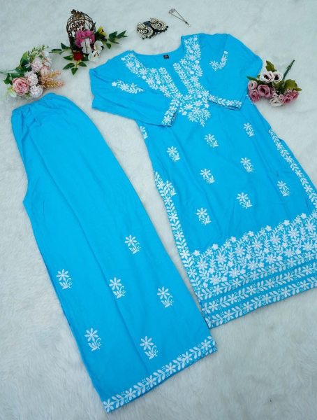 Pure Rayon Stuff Hand Embroidered Chikankari Kurti Lucknowi Chikankari Kurtis Wholesale