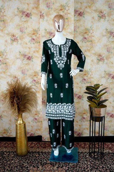 Pure Rayon Stuff Hand Embroidered Chikankari Kurti Lucknowi Chikankari Kurtis Wholesale