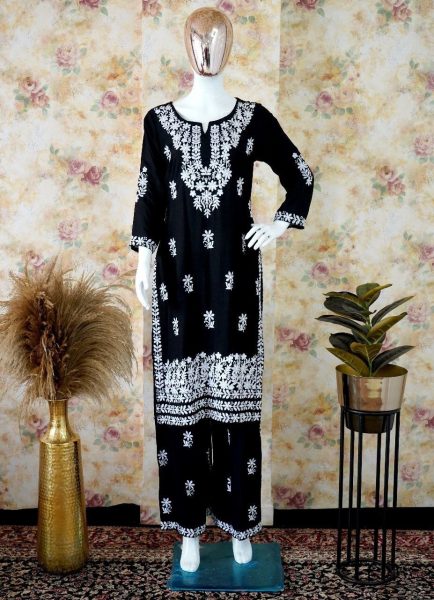 Pure Rayon Stuff Hand Embroidered Chikankari Kurti Lucknowi Chikankari Kurtis Wholesale