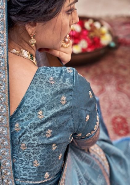 pure satin silk woven embroidery wedding wear saree online shopping Designer Wedding Sarees Wholesale