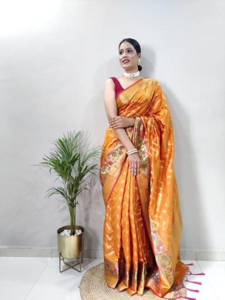  Beautiful Pure Silk Sarees with Tassels and Meenakari Border Silk Sarees Wholesale