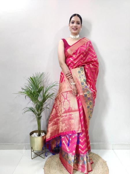  Beautiful Pure Silk Sarees with Tassels and Meenakari Border Silk Sarees Wholesale