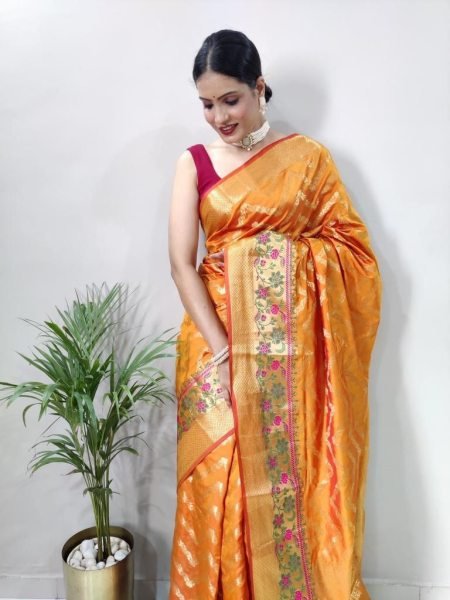  Beautiful Pure Silk Sarees with Tassels and Meenakari Border Silk Sarees Wholesale