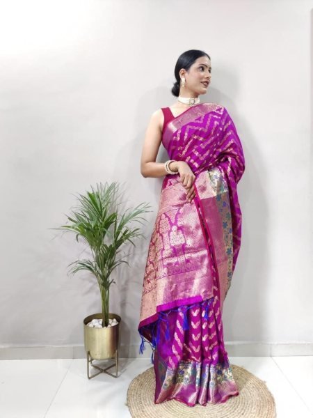  Beautiful Pure Silk Sarees with Tassels and Meenakari Border Silk Sarees Wholesale