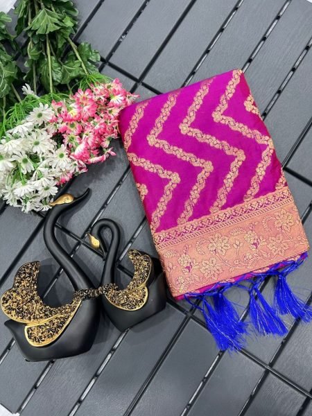  Beautiful Pure Silk Sarees with Tassels and Meenakari Border Silk Sarees Wholesale